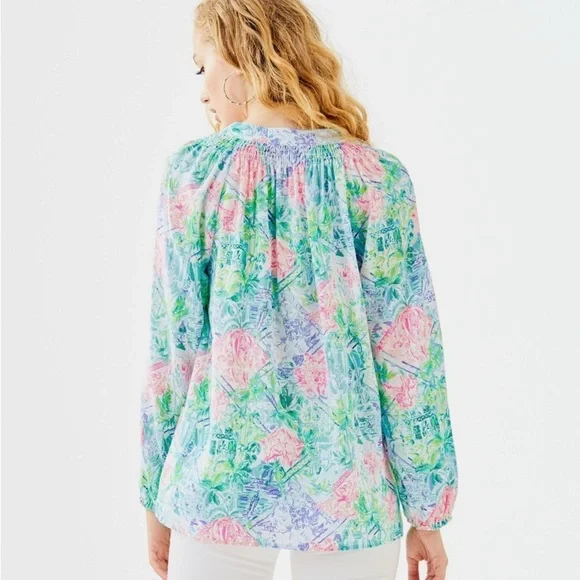 Lilly Pulitzer Elsa Blouse Size Medium in Bohemian Queen Print - Picture 2 of 6